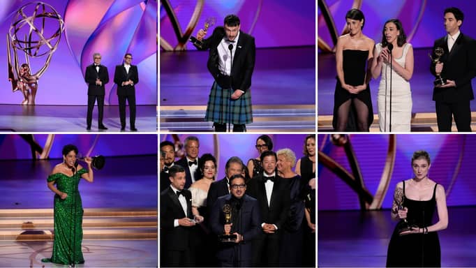 Richard Gadd accepts the award for outstanding lead actor in a limited or anthology series or movie for "Baby Reindeer" during the 76th Primetime Emmy Awards on Sunday, Sept. 15, 2024, at the Peacock Theater in Los Angeles. 