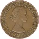 obverse side of the 1963 British penny featuring the portrait of Queen Elizabeth II.